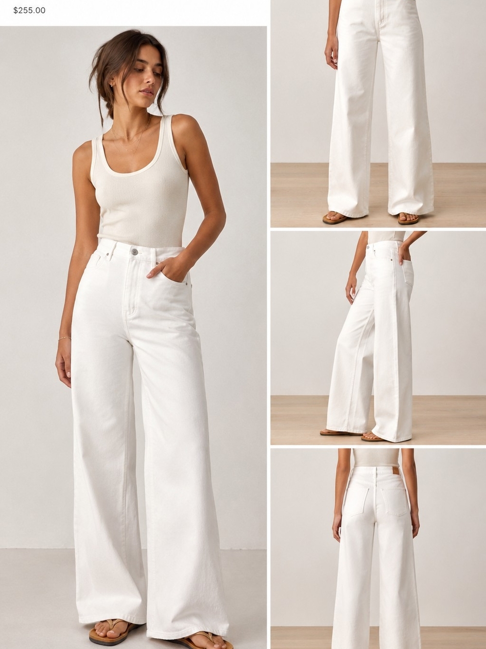 L'AGENCE Wide-Leg High-Rise Jeans in White NWT